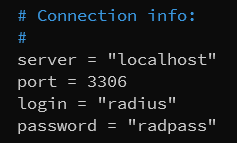 connection info
